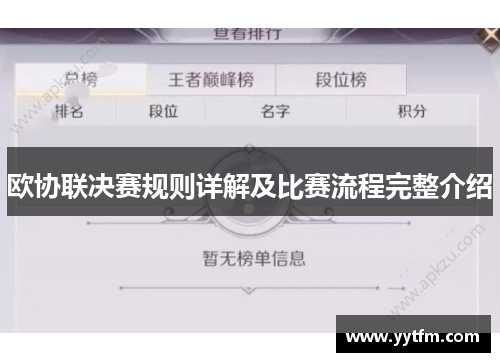 欧协联决赛规则详解及比赛流程完整介绍